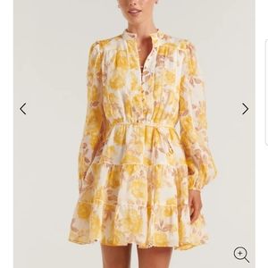 Evernew yellow floral fleur Mini Skater Dress